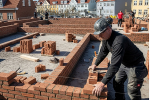 Professionel murer der bygger en væg